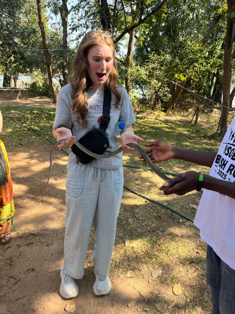 Greer Bainbridge holding the non-venomous snake. Photo: Greer Bainbridge.