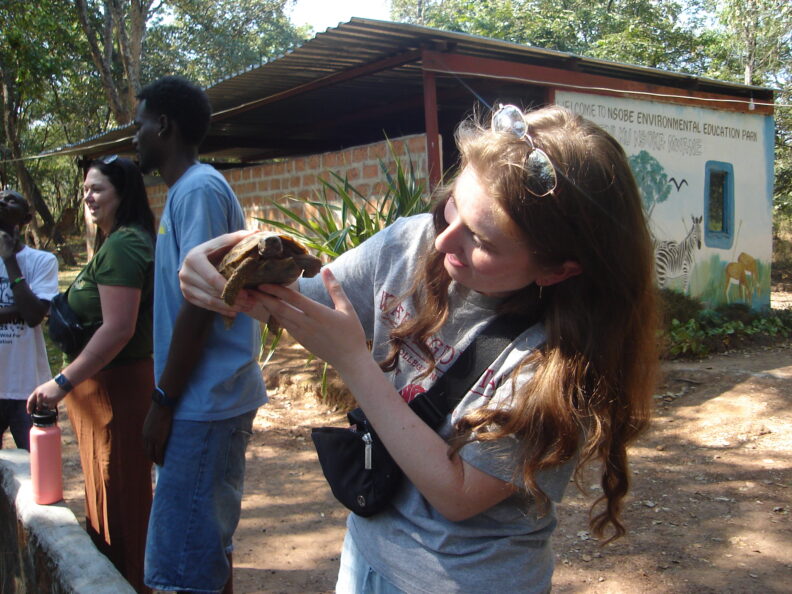 A picture of myself holding on the turtles at the game camp. Photo: Greer Bainbridge