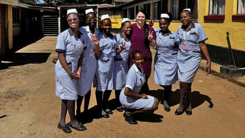 Roan Antelope Hospital Nursing Students with WSU Nursing Student Abigail. Photo: Abigail Elliott.