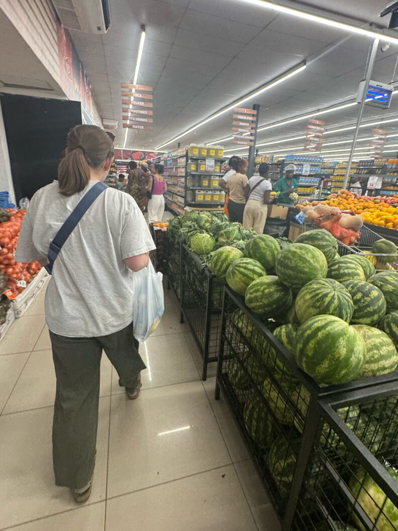 Students enjoy a shopping trip at a grocery store in Ndola. Photo: Kendra Lentz.
