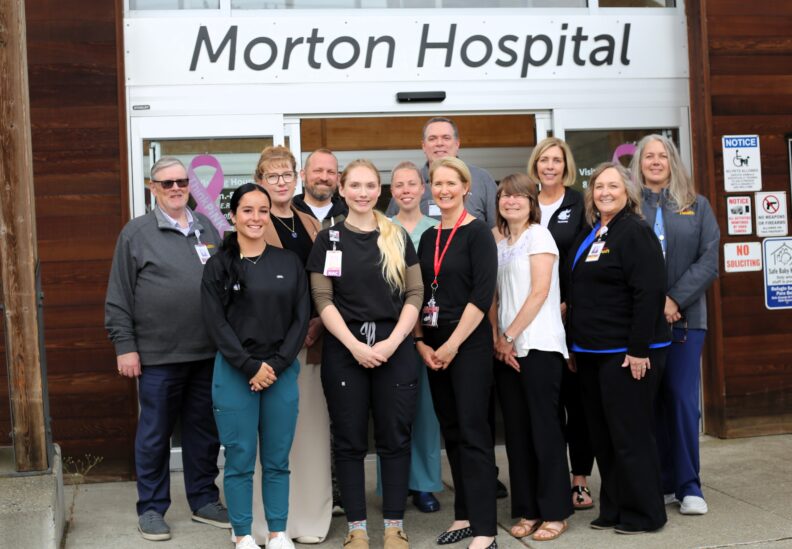 WSU COllege of Nursing rural nursing pathway students with faculty and staff from Arbor Health at Morton Hospital in Morton, WA.
