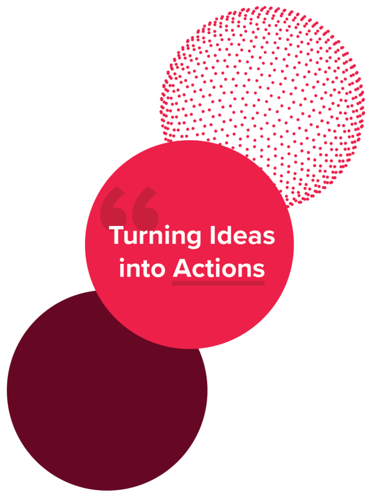 A graphic with the text Turning Ideas into Action.