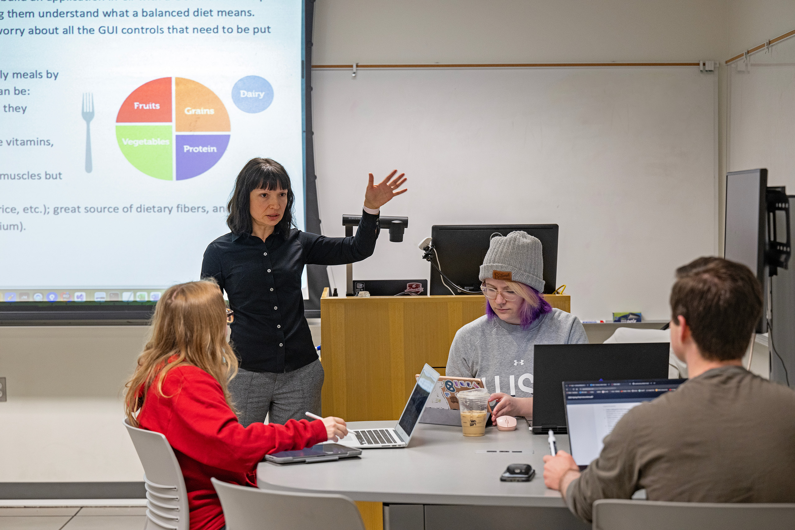 WSU VCEA professor Venera Arnaoudova teaches a Computer science 321 class.