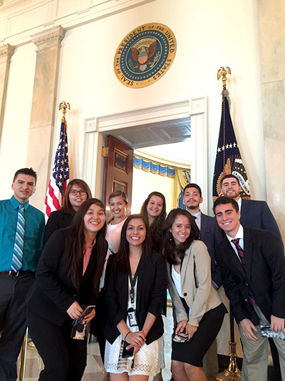 Cherrise Reyes (center) with other interns on a tour of the White House.