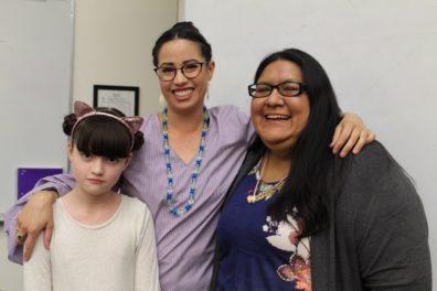 Wendy Red Star, her daughter Beatrice, and WSU Student Chantel Hill