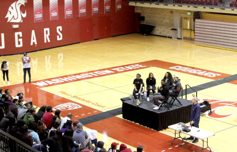 Student athletes shared their experience at WSU with the attendees of the Native Youth Sports Summit.