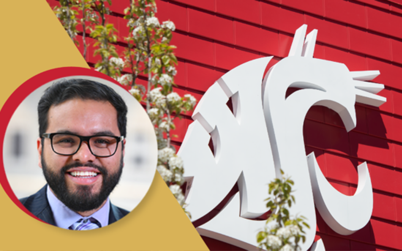 Director of College Access Programs Ray Acuna Luna photo in front of Chinook.