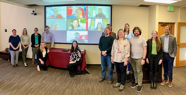 Faculty that became new members of the WSU Teaching Academy at the 2025 membership induction ceremony. Inductees that attended both in-person and virtually pose with WSU Provost and Executive Vice President T. Chris Riley-Tillman.