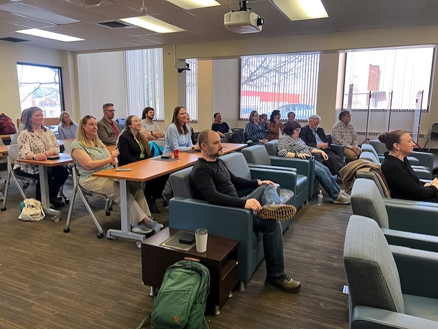 Attendees listen to remarks at the WSU Teaching Academy's 2025 member induction ceremony.
