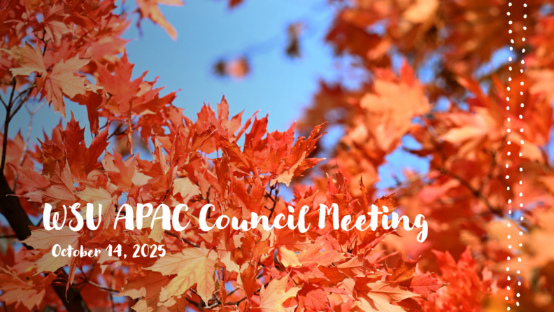 Image of fall leaves with APAC Council Meeting text