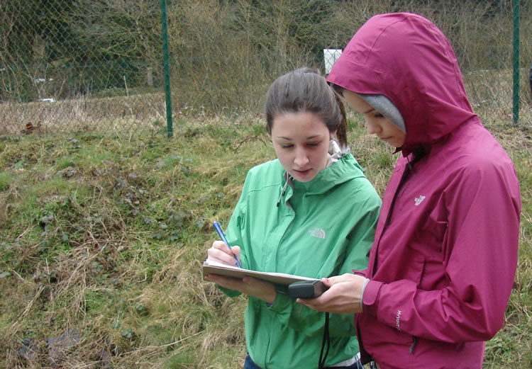 two volunteers collaborate over a clipboard. link to full image