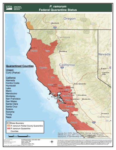 APHIS 2016 SOD Quarantine Map: California