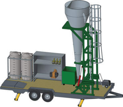 CAD rendering of mobile struvite processor