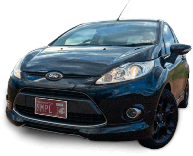 Black car with sample Cougar license plate