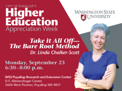 Advert card for lecture; portrait of Dr. Linda Chalker-Scott