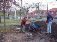 Building planting berms out of topsoil.