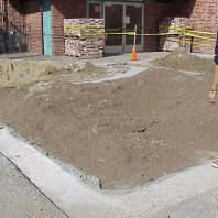 The footings for the curb surrounding the big bed.
