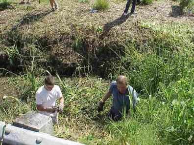 Testing water depth.