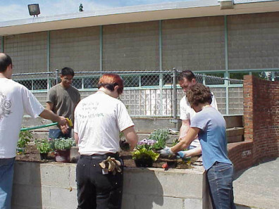 Installing and watering in new plantings.