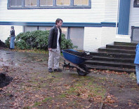 Building planting berms out of topsoil.
