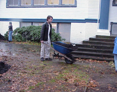 Building planting berms out of topsoil.