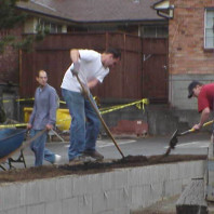 Filling the educational bed with soil.