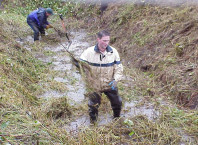 Removing weeds from the site.