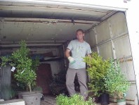 Delivering plants for the gardens.
