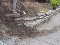 The finished retaining wall.