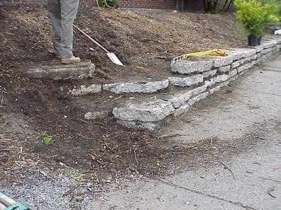 The finished retaining wall.