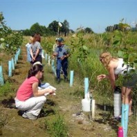 Patrina Pellett shows how to sample the groundwater.