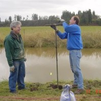 Installing piezometers.