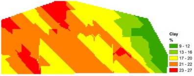 Full Circle Farm soil texture map, percent clay.