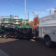 Stuvite processing cone lowered for transport on trailer.