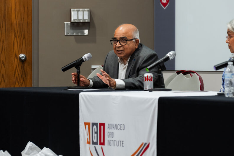 Man speaking into a microphone
