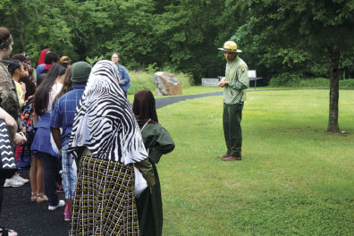 Park ranger leads tour at George Washington Carver National Monument. (Photo Mational Park Service)