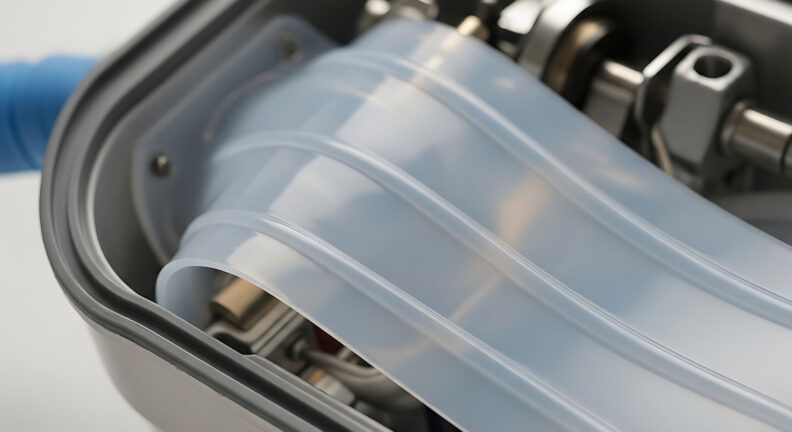 Flexible tubing within a mechanical device