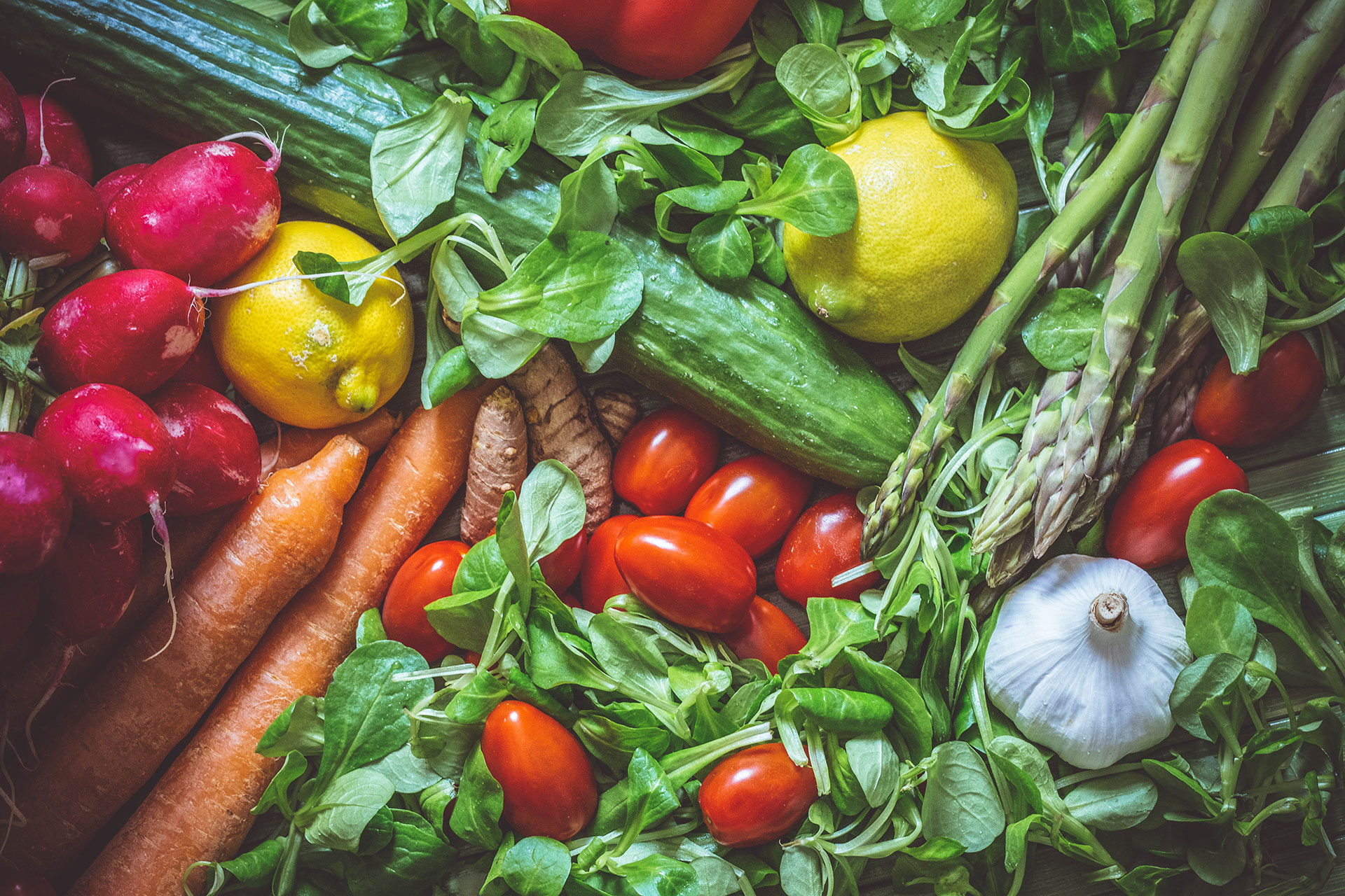 Vegetables on counter.