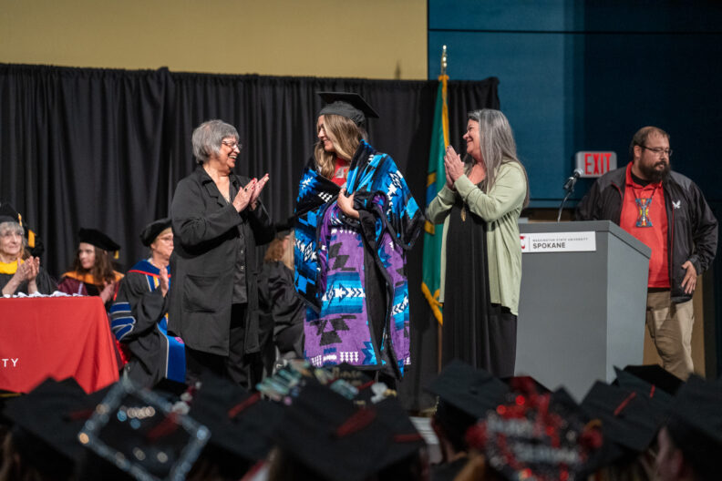 An NAHS blanketed during commencement ceremony.
