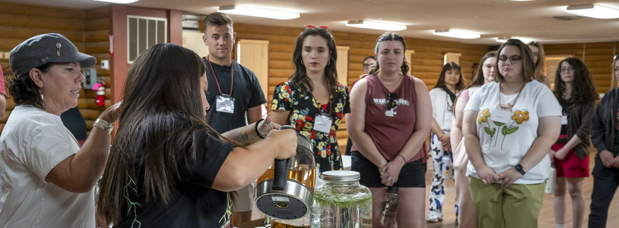 Old ways program members at the Spokane Triabl Longhouse