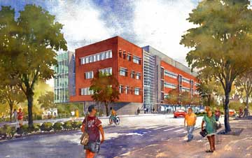 artist watercolor of new building