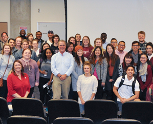 Singer with students