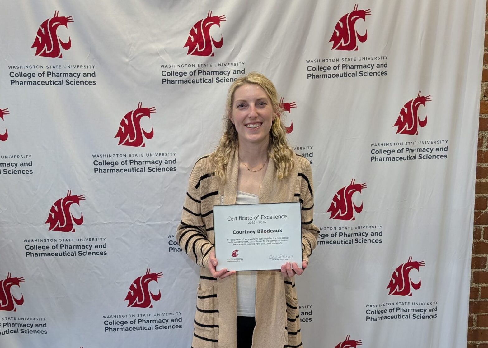 Courtney Bilodeaux with Staff Excellence Award