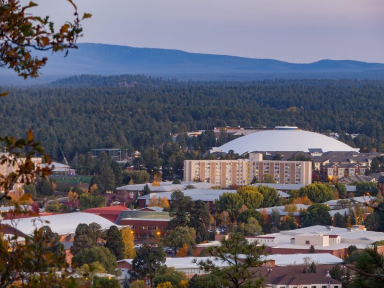 Evening high angle view of the Northern Arizona University.