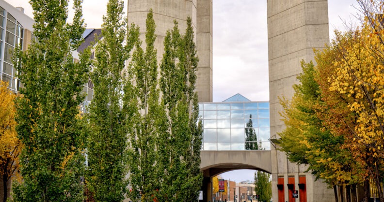MacEwan University seen on an autumn day in Edmonton, Alberta.