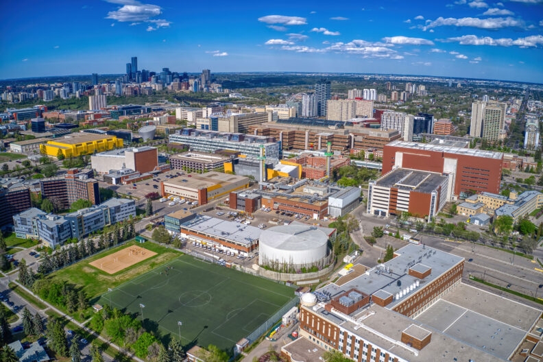 Aerial View of a large University in Edmonton, Alberta