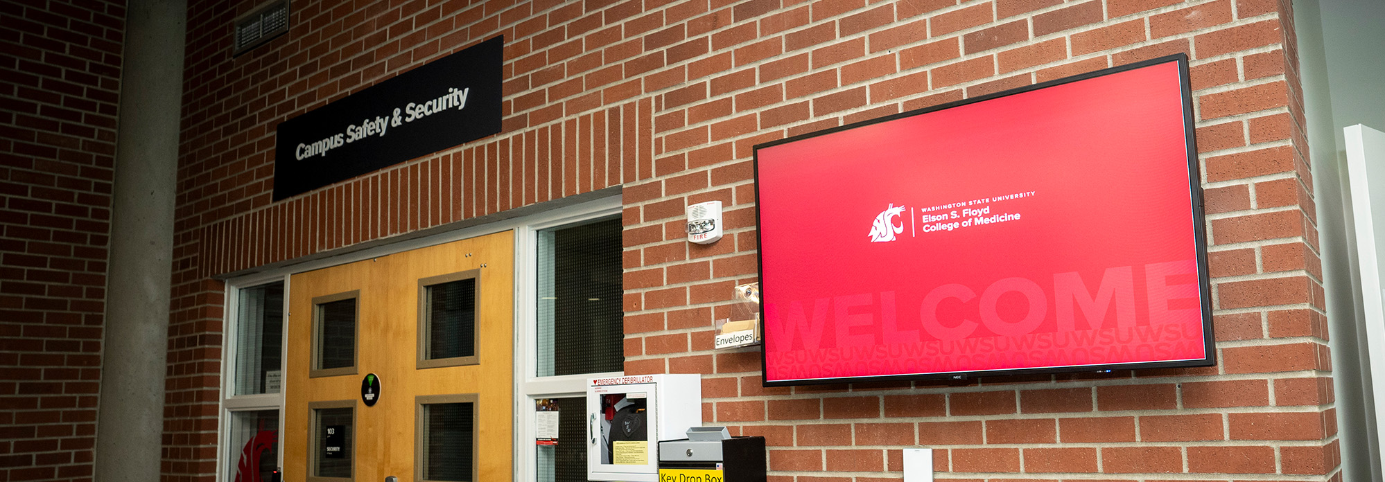 Digital sign located outside of security office