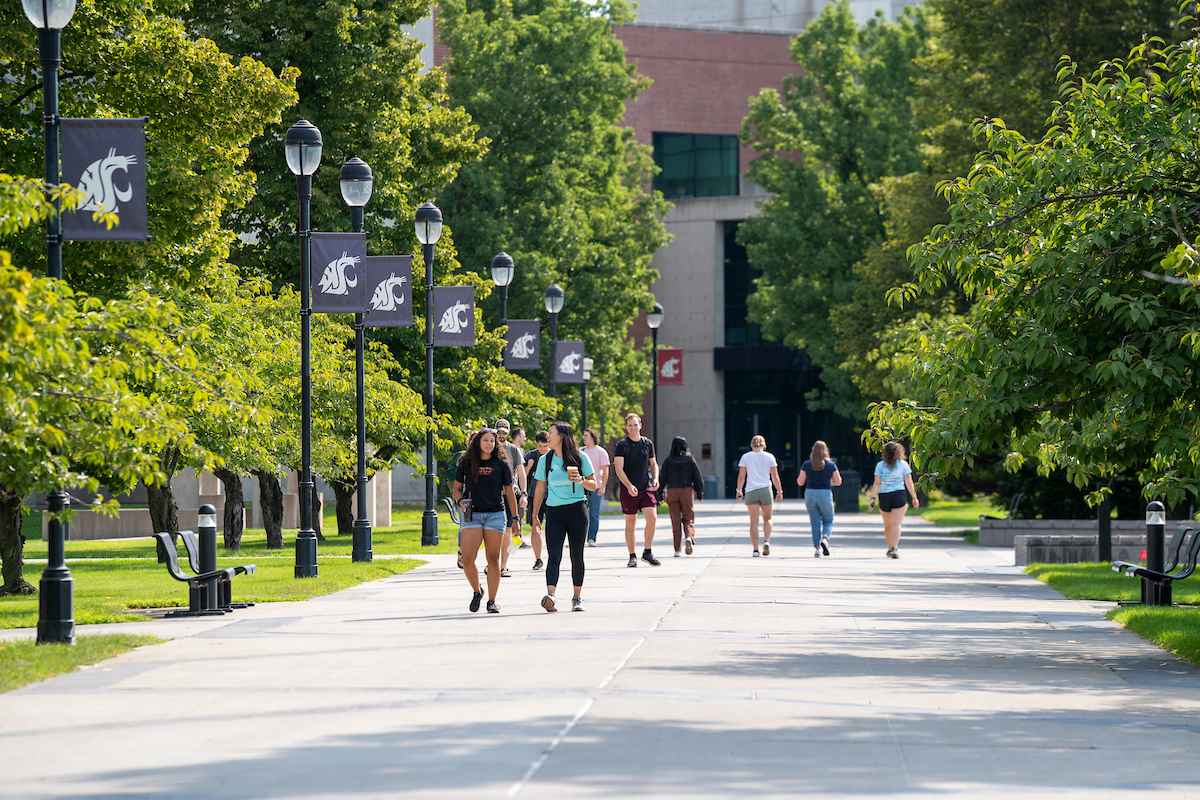 student walking on campus