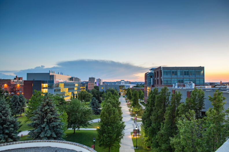 Sunset over the campus.