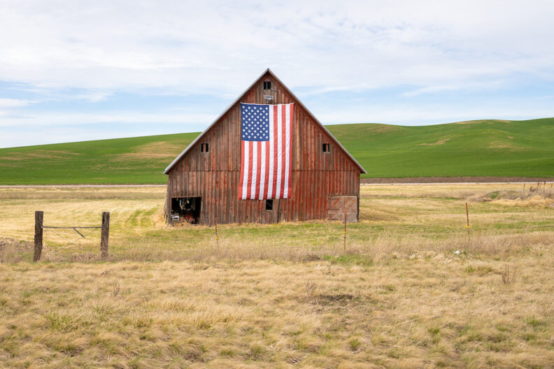 Barn with American Flag